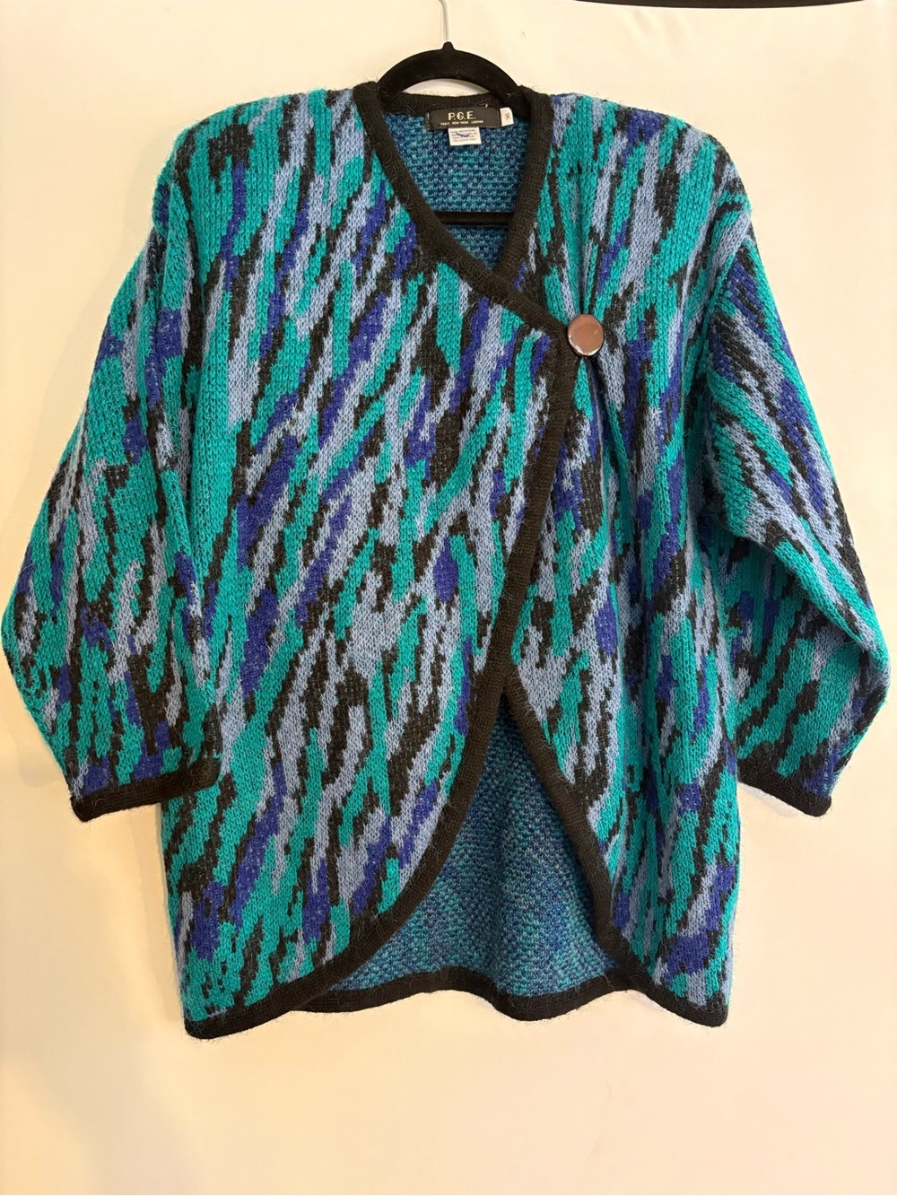 Teal & Blue Mohair Blend Sweater Cardigan PGE